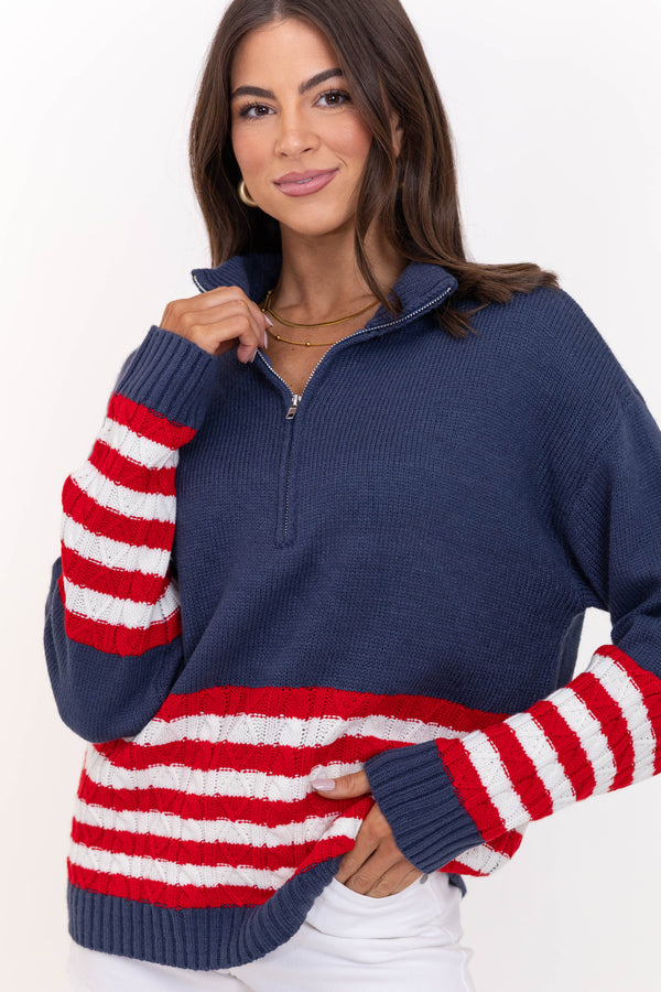Blue Skies Navy Striped Sweater