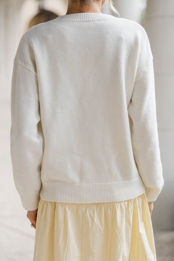 Casual With Pretty Details Cream Novelty Sweater