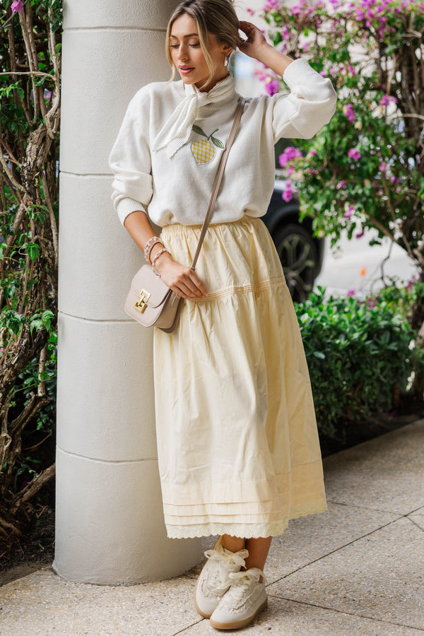 Easy Everyday Style Yellow Midi Skirt