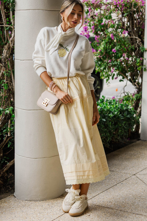 Casual With Pretty Details Cream Novelty Sweater