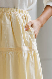 Easy Everyday Style Yellow Midi Skirt