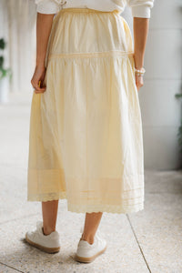 Easy Everyday Style Yellow Midi Skirt
