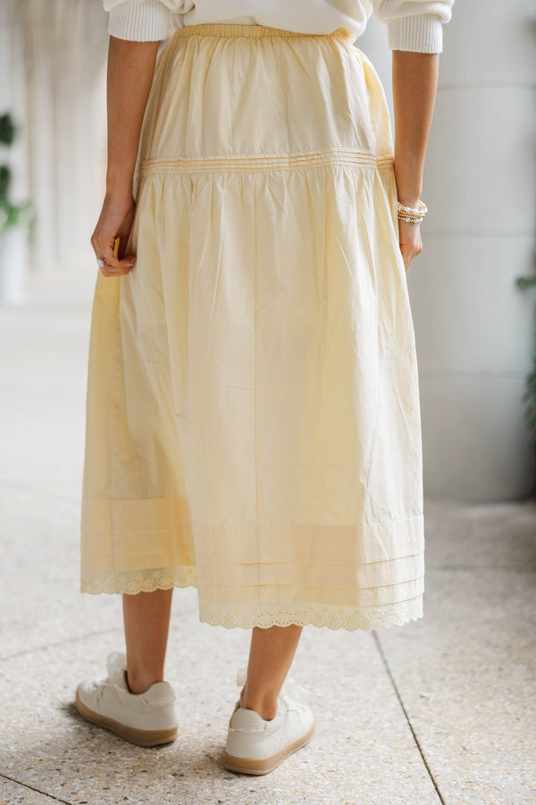 Easy Everyday Style Yellow Midi Skirt