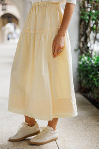 Easy Everyday Style Yellow Midi Skirt