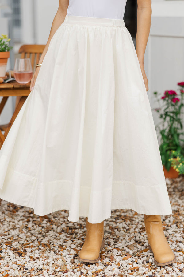 Chic & Charming White Midi Skirt