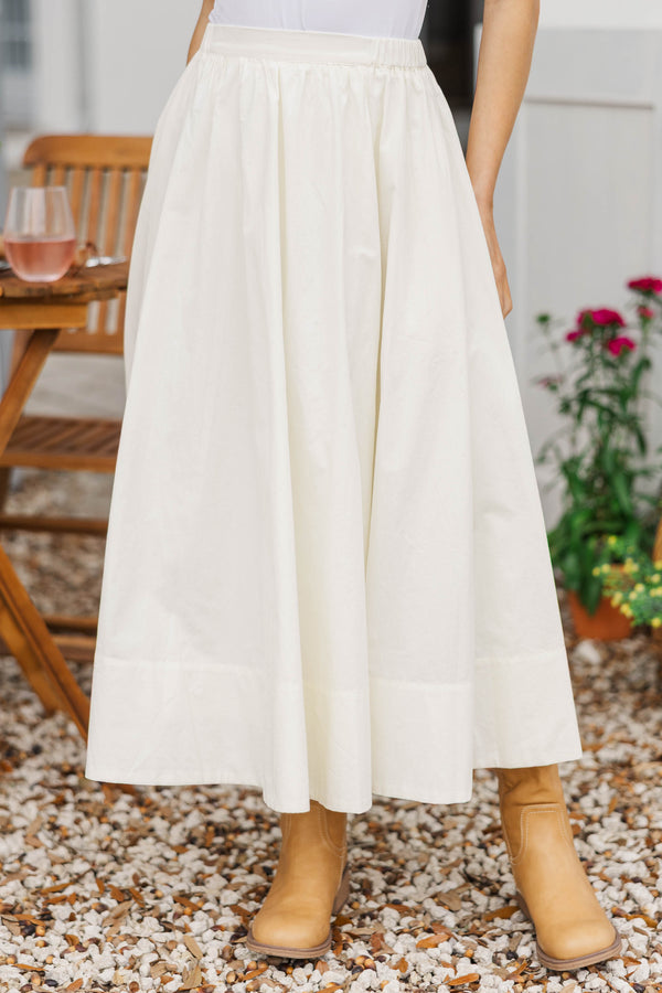 Chic & Charming White Midi Skirt