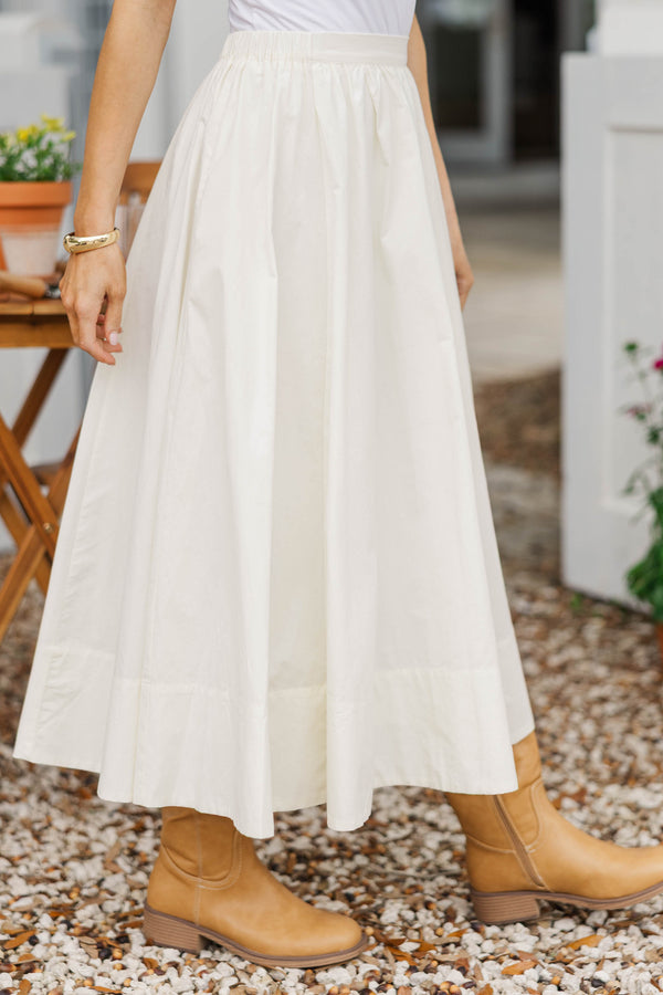 Chic & Charming White Midi Skirt
