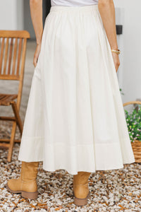 Chic & Charming White Midi Skirt