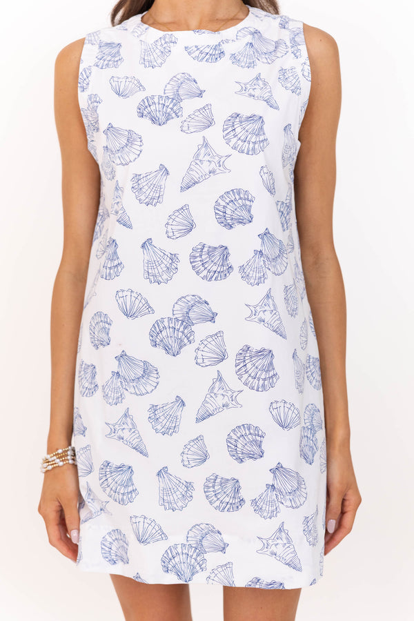 Sweet With Subtle Charm White Seashells Shift Dress