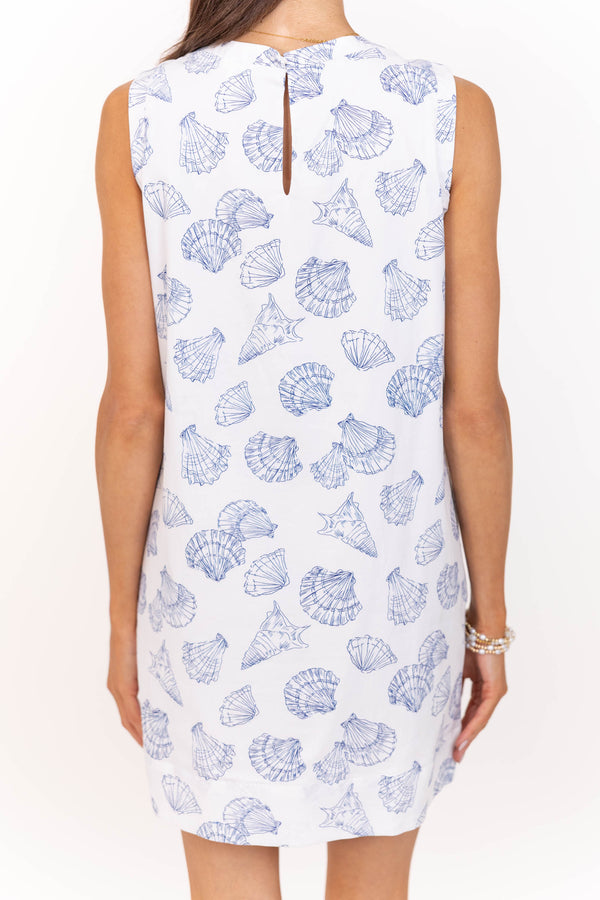 Sweet With Subtle Charm White Seashells Shift Dress