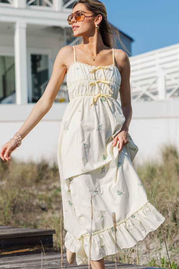 Sweetest Devotion Yellow Embroidered Midi Dress Sweetest Devotion Yellow Embroidered Midi Dress