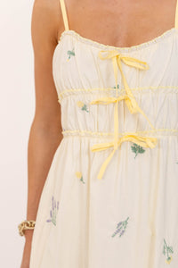 Sweetest Devotion Yellow Embroidered Midi Dress