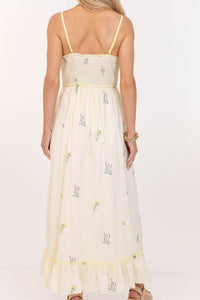 Sweetest Devotion Yellow Embroidered Midi Dress