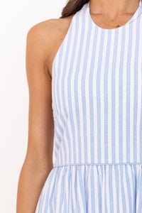 Day Maker Light Blue Striped Midi Dress