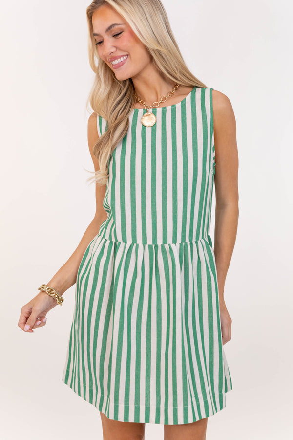 Effortless And Easy Green Striped Dress – Shop the Mint