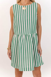 Effortless And Easy Green Striped Dress
