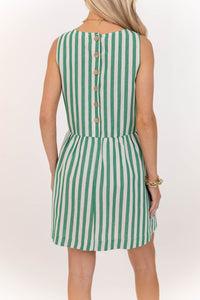 Effortless And Easy Green Striped Dress