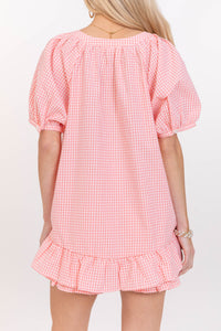 Casual Polished Pretty Red Gingham Blouse