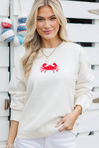 Easy Wearing White Crab Sweater