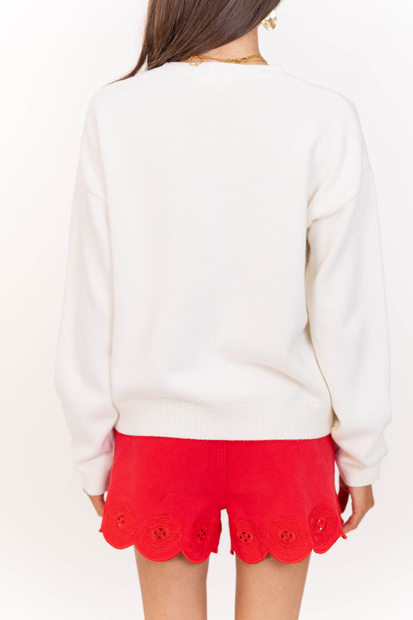 Easy Wearing White Crab Sweater