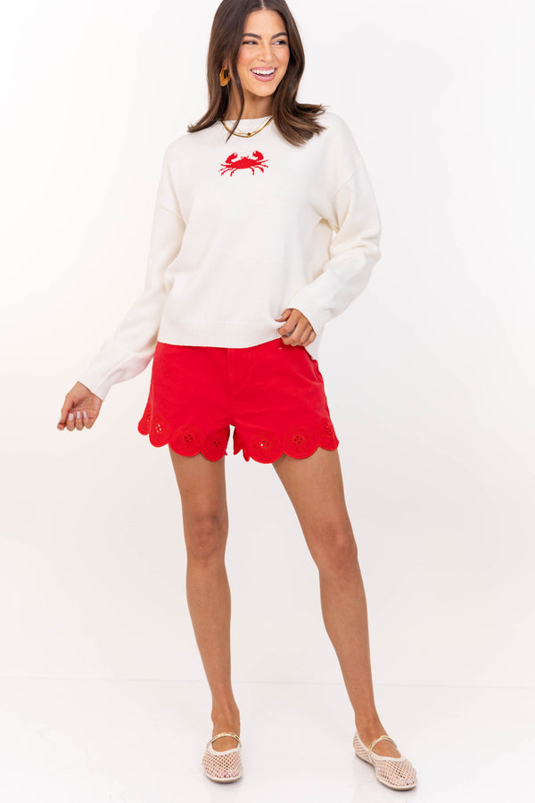 Easy Wearing White Crab Sweater