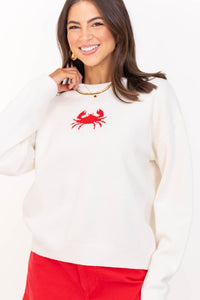 Easy Wearing White Crab Sweater