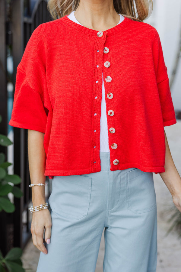 Lightweight Lovely Everyday Red Cardigan