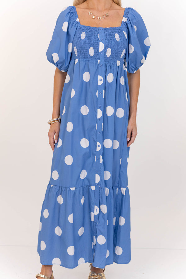 Looks Good Effortlessly Blue Polka Dot Maxi Dress, Large - The Mint Julep Boutique | Women's Boutique Clothing Looks Good Effortlessly Blue Polka Dot Maxi Dress, Large - The Mint Julep Boutique | Women's Boutique Clothing
