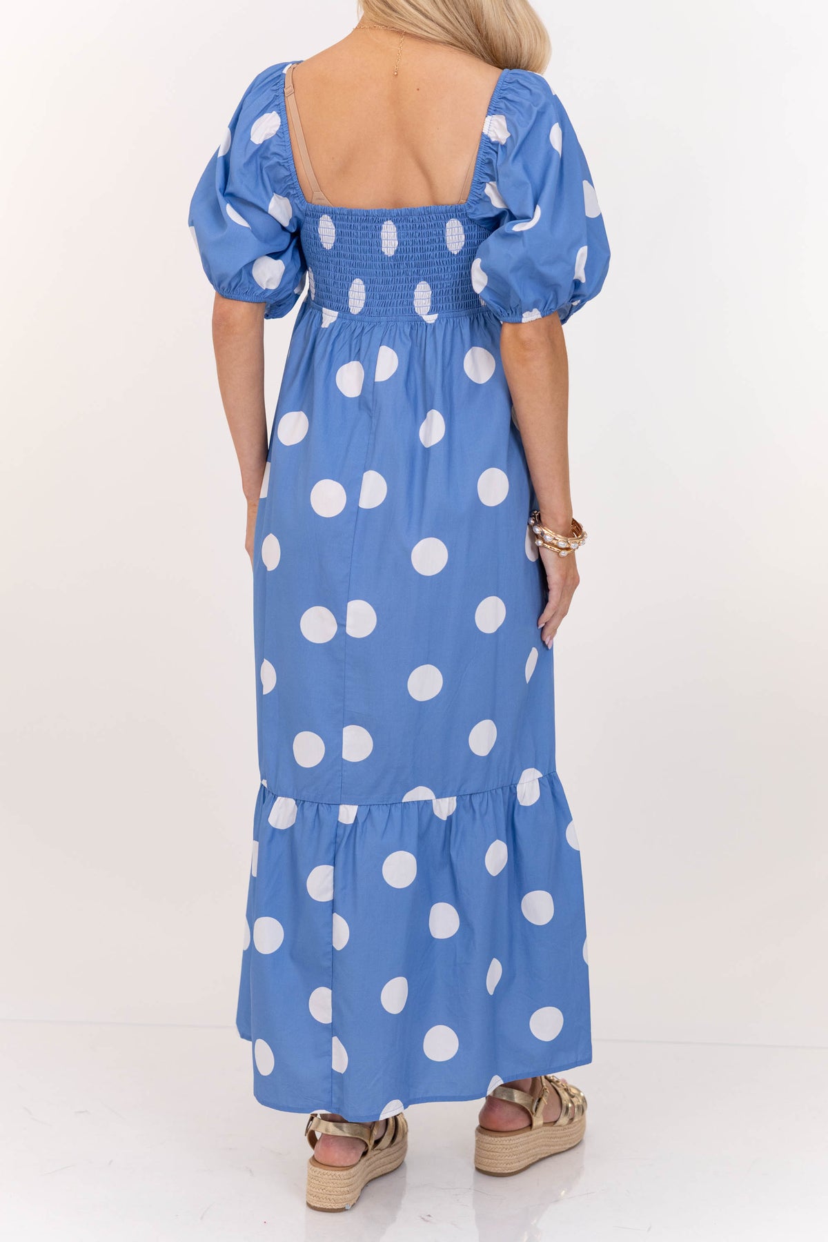 Looks Good Effortlessly Blue Polka Dot Maxi Dress, Medium - The Mint Julep Boutique | Women's Boutique Clothing