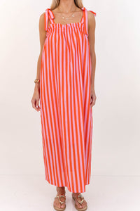 Made To Feel Good Red Striped Midi Dress