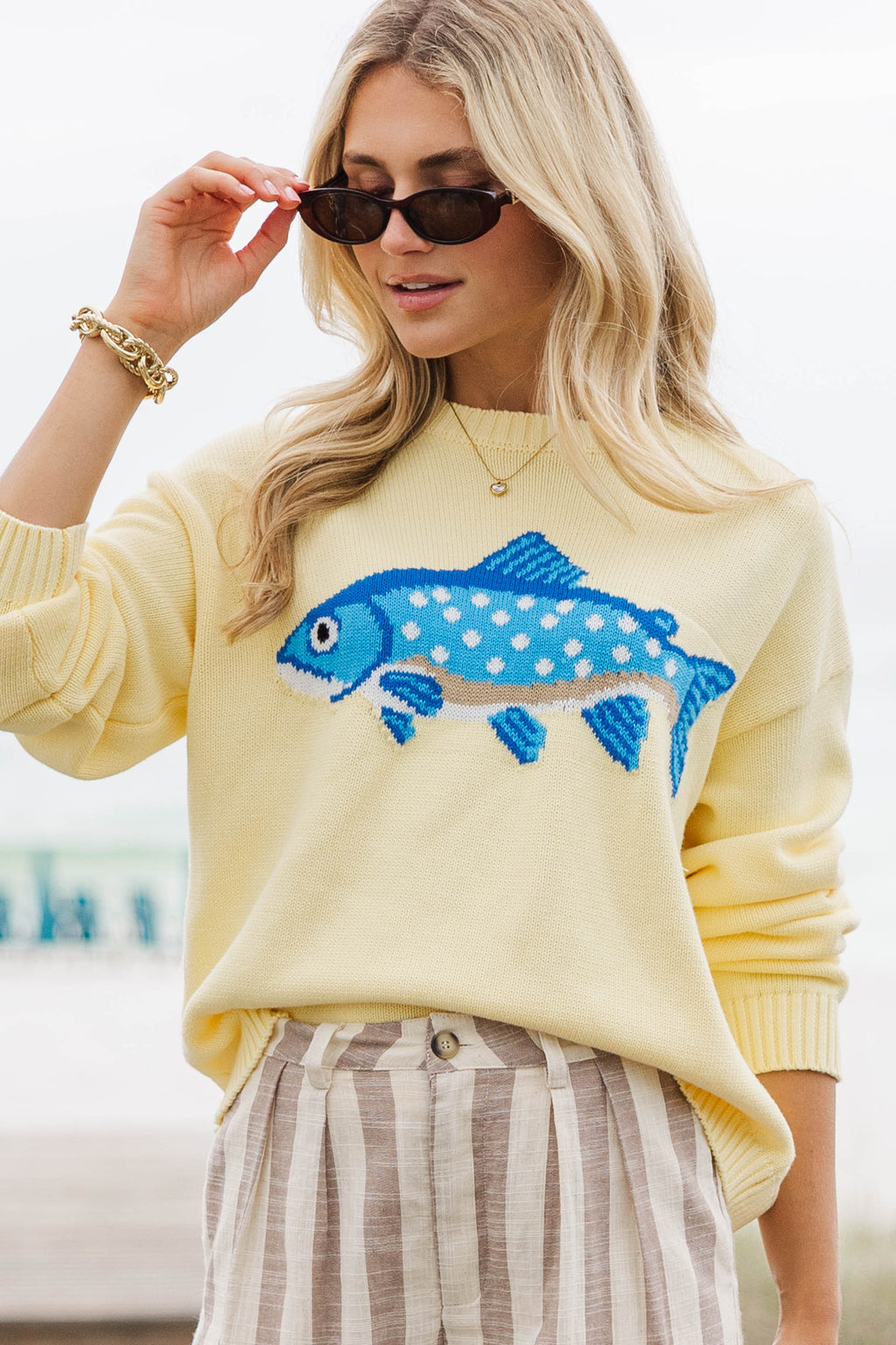The One You'll Reach For Yellow Fish Sweater – Shop the Mint The One You'll Reach For Yellow Fish Sweater – Shop the Mint