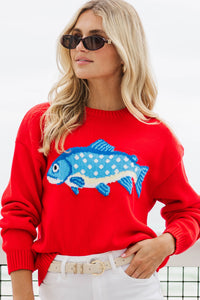 The One You’ll Reach For Red Fish Sweater