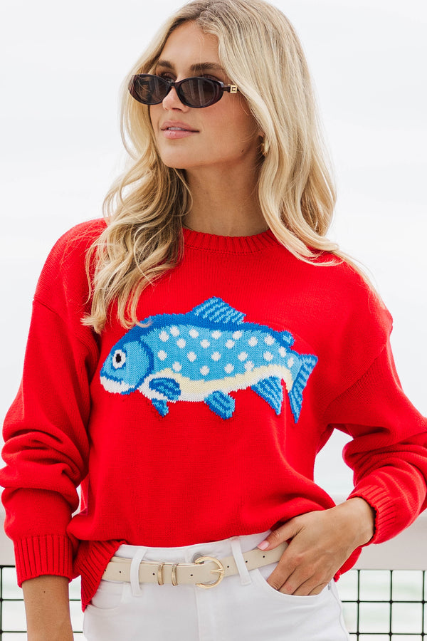 The One You’ll Reach For Red Fish Sweater