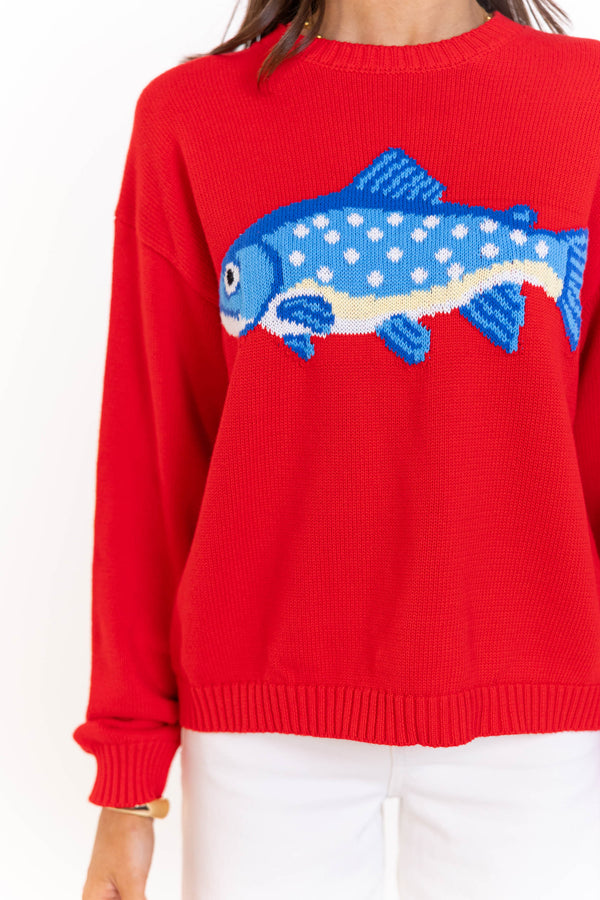 The One You’ll Reach For Red Fish Sweater