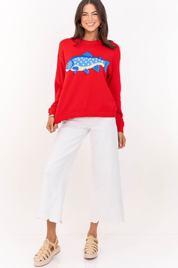 The One You’ll Reach For Red Fish Sweater