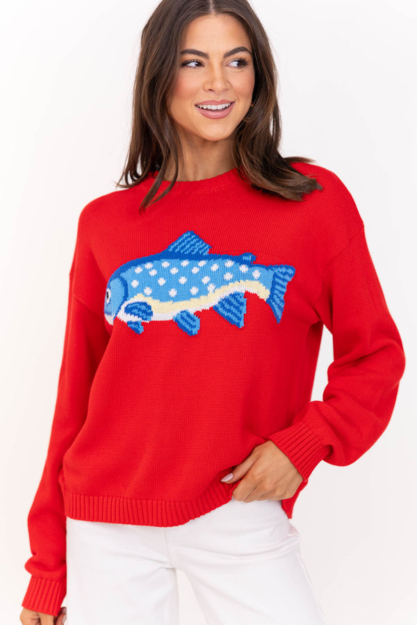 The One You’ll Reach For Red Fish Sweater
