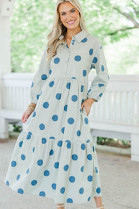 Effortlesss Staple Sage Polka Dot Dress