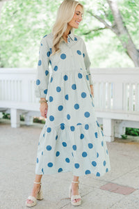 Effortlesss Staple Sage Polka Dot Dress