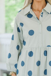 Effortlesss Staple Sage Polka Dot Dress