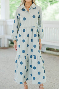 Effortlesss Staple Sage Polka Dot Dress