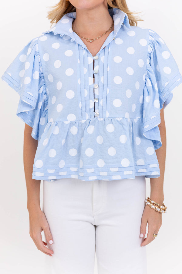 Purely You Light Blue Polka Dot Blouse