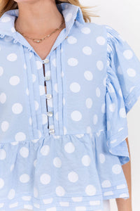 Purely You Light Blue Polka Dot Blouse