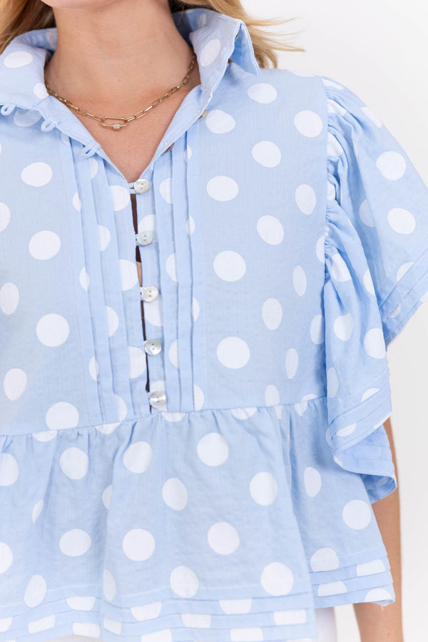Purely You Light Blue Polka Dot Blouse