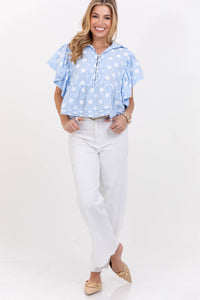 Purely You Light Blue Polka Dot Blouse