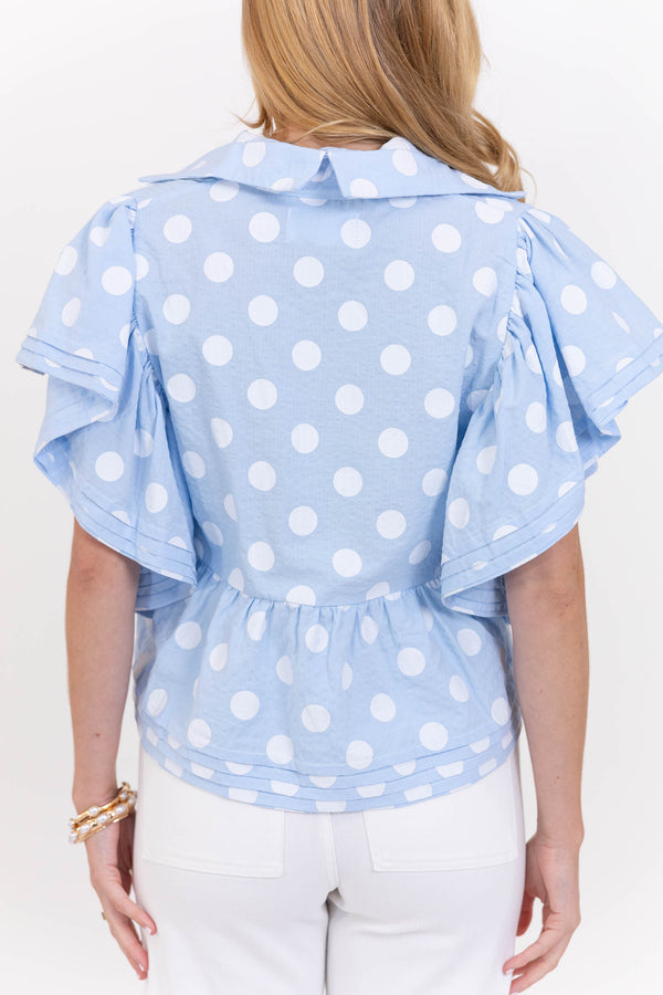 Purely You Light Blue Polka Dot Blouse