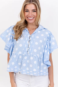 Purely You Light Blue Polka Dot Blouse