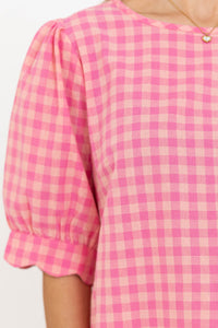 Lovely Outlook Pink Gingham Blouse