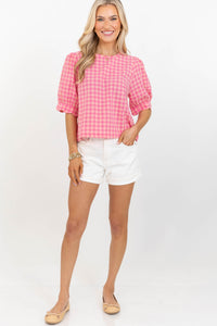 Lovely Outlook Pink Gingham Blouse