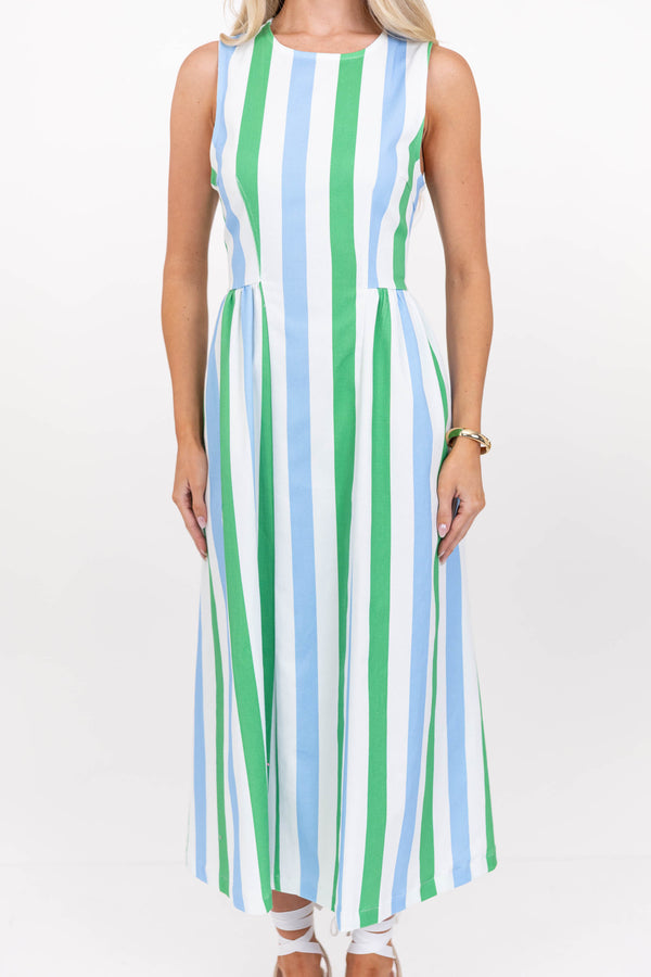All The Pretty Details Blue Striped Midi Dress