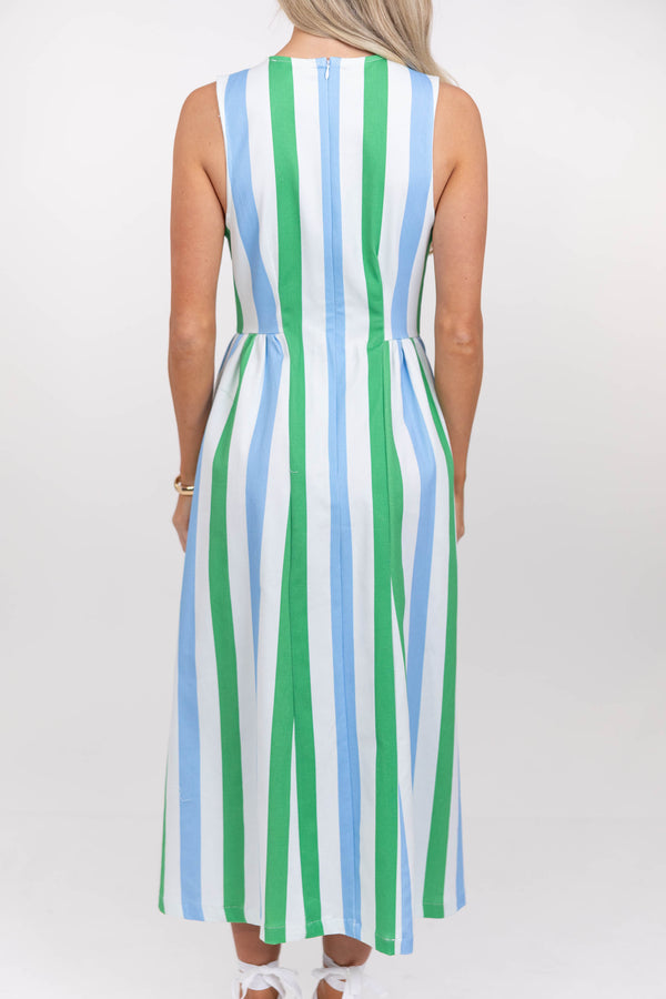 All The Pretty Details Blue Striped Midi Dress